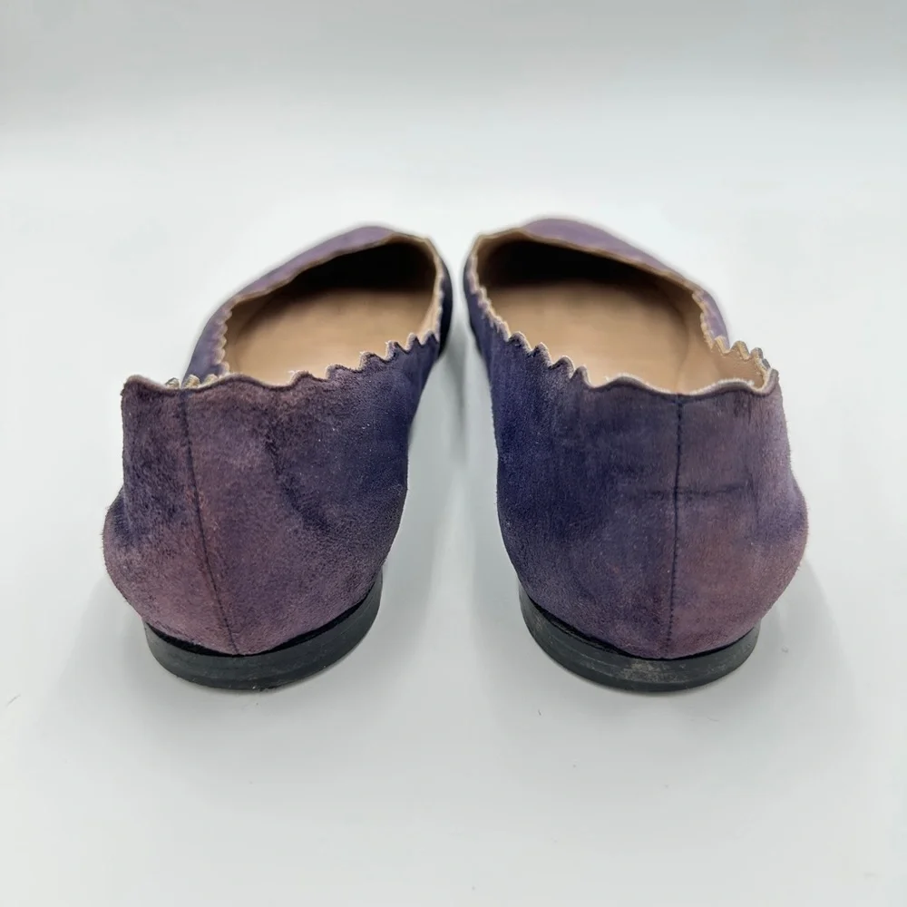 Chloé Suede Scalloped Accent‎ Ballet Flats suede purple ballerina 37.5 US 7.5